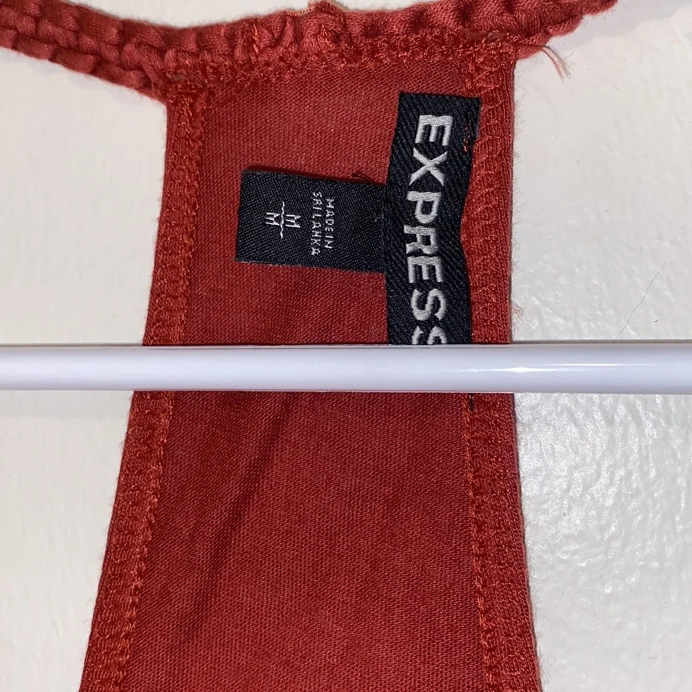 Medium EXPRESS Burnt Orange Fringe Braided Sleeveless Tank - Picture 6 of 7